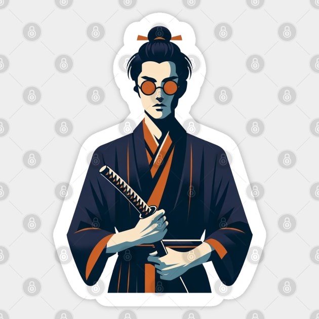 Blue Eye Samurai - Retro Vintage Art Sticker by Retro Travel Design